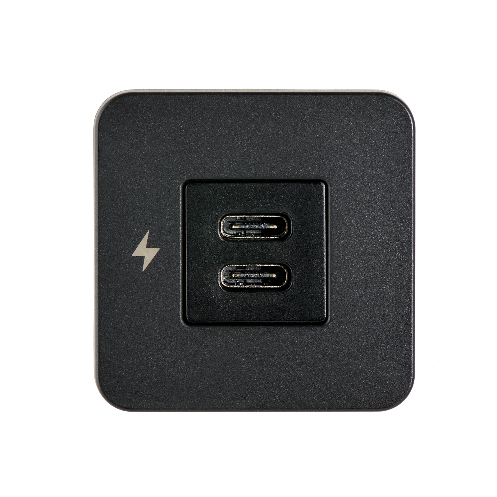 LUXUS-TIME Black Glass Wall Socket With 2 USB Ports (Type A & C) – 20W Fast Charge