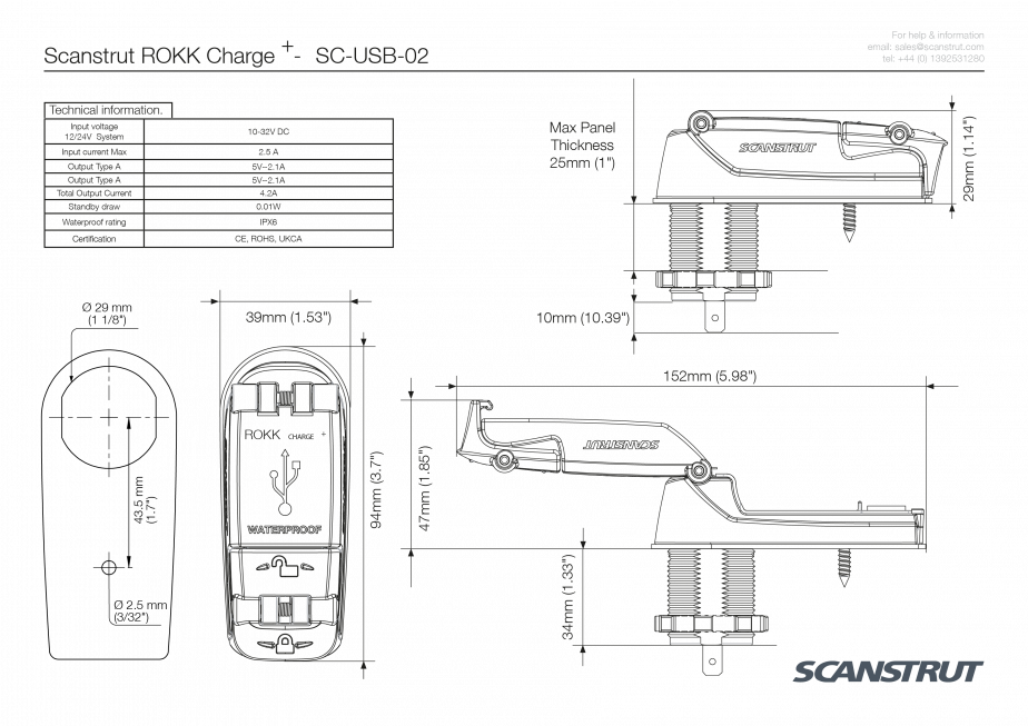 SC-USB-02 Technical Drawing