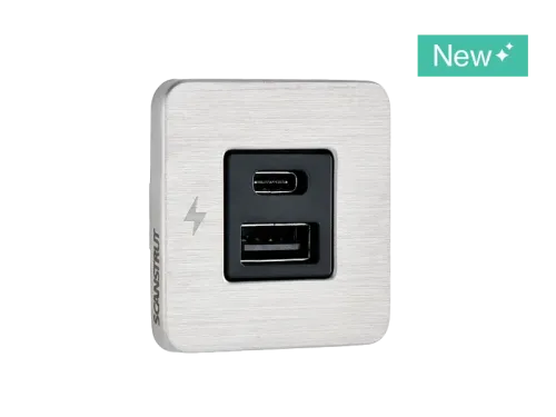 USB-A & C Interior Charging Socket - Stainless Steel