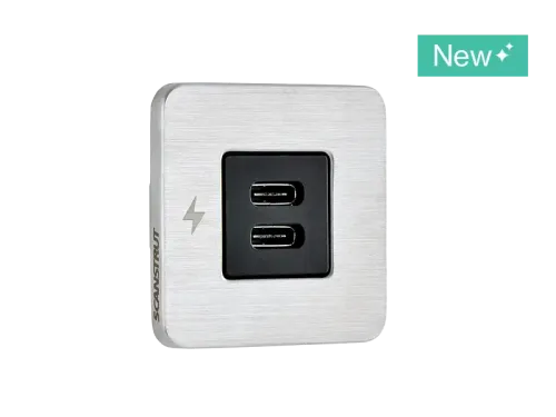 Dual USB-C Interior Charging Socket - Stainless Steel